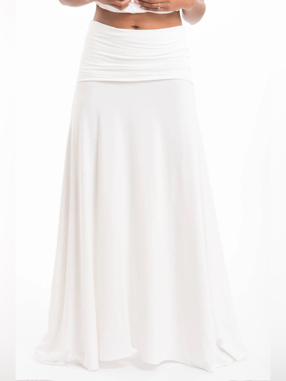 OGL White Ruched Waist sides Maxi Skirt Sz XS